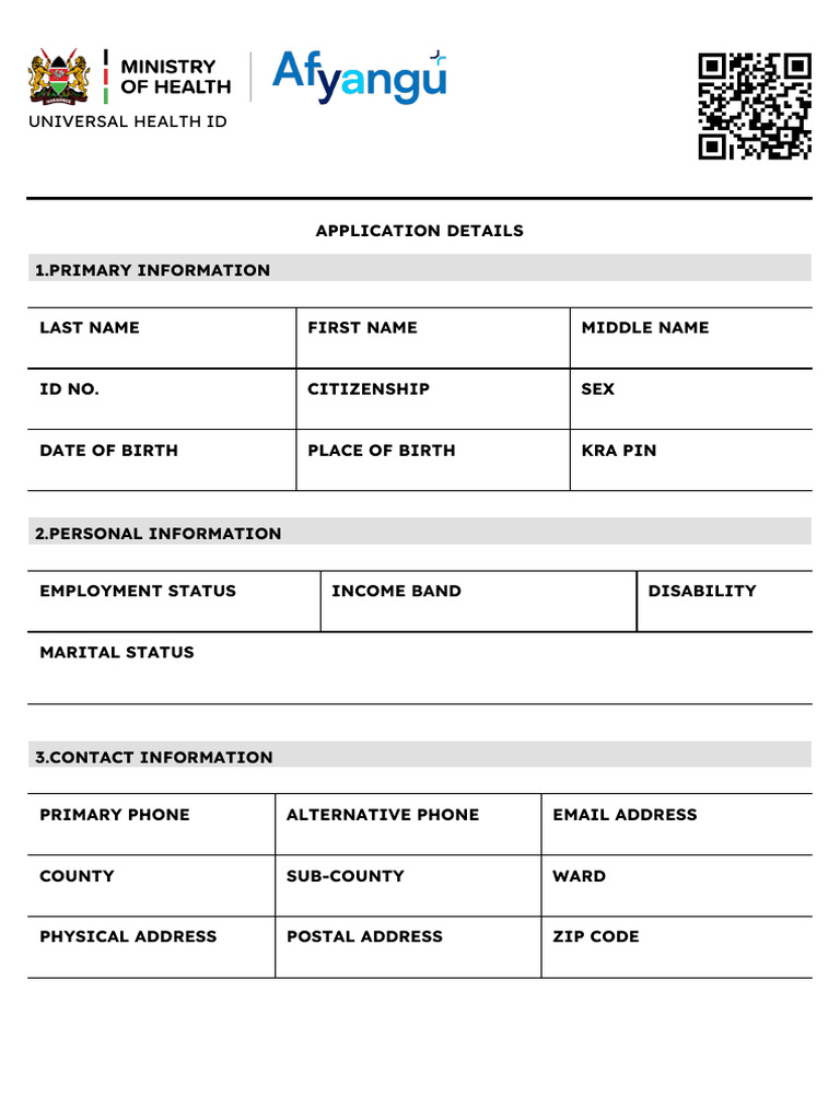 Universal Health ID Application Form | PDF