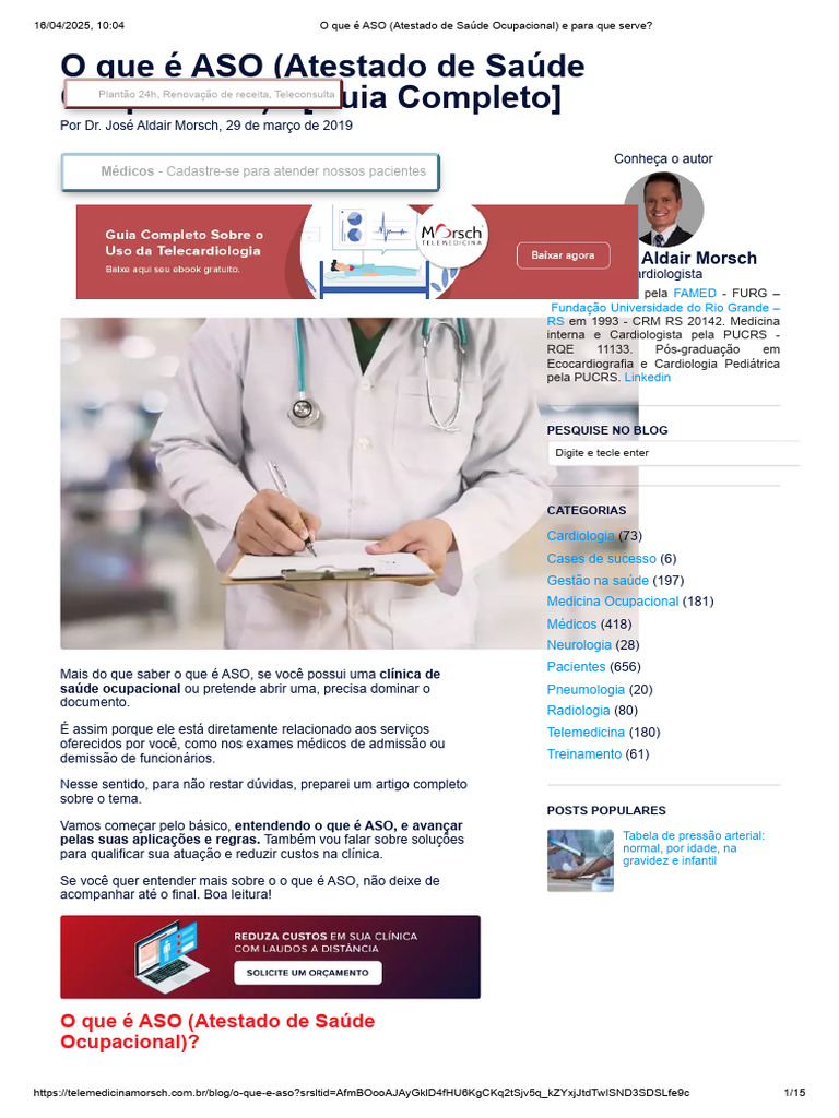 O que é ASO e sua importância na saúde ocupacional | PDF | Coração ...
