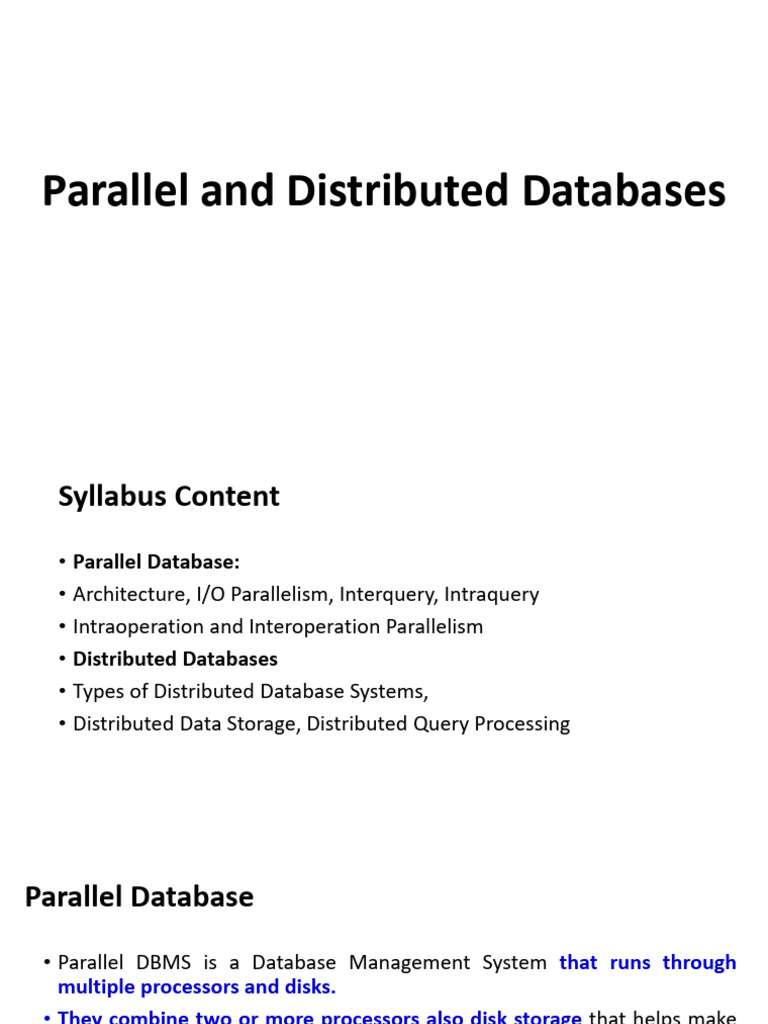 Parallel and Distributed Database Systems | PDF | Databases | Database ...