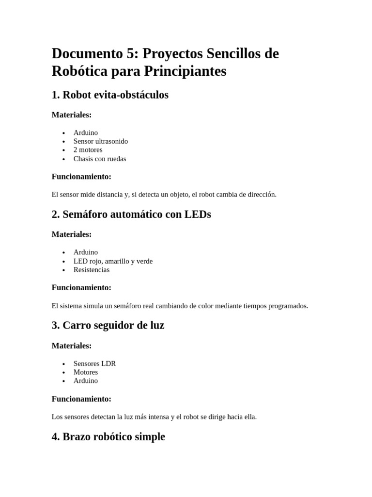 Proyectos de Robótica para Principiantes | PDF