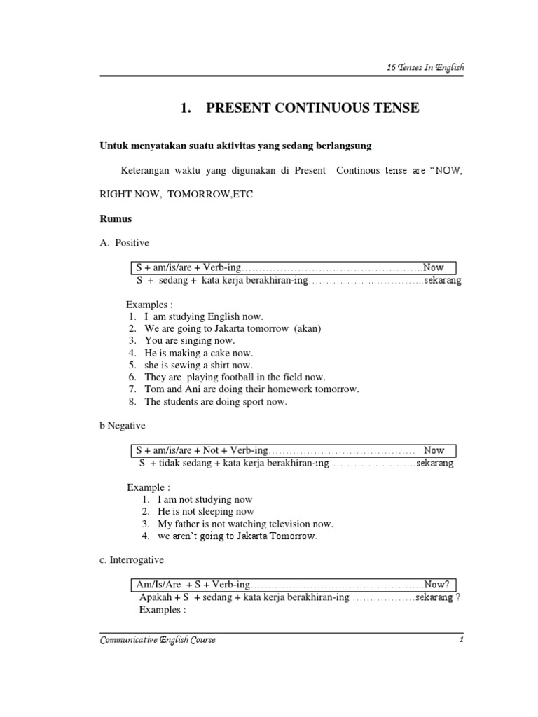 Present Continuous Tense Explained | PDF | Grammatical Tense | Verb