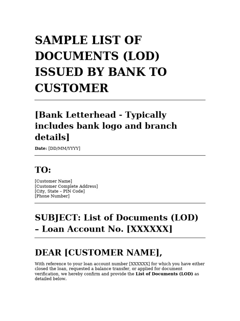 Loan Document List Confirmation Letter | PDF | Foreclosure | Banks