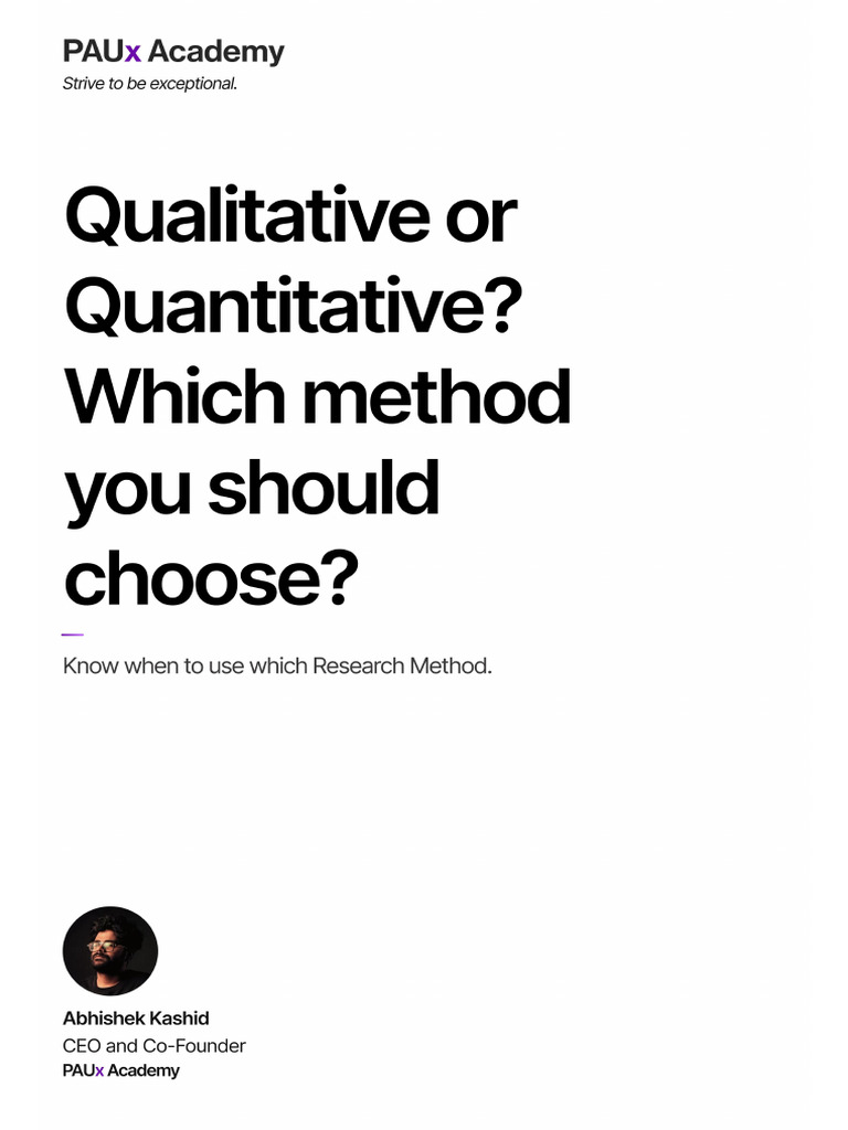 What Is Qualitative & Quantitative Research Methods | PDF