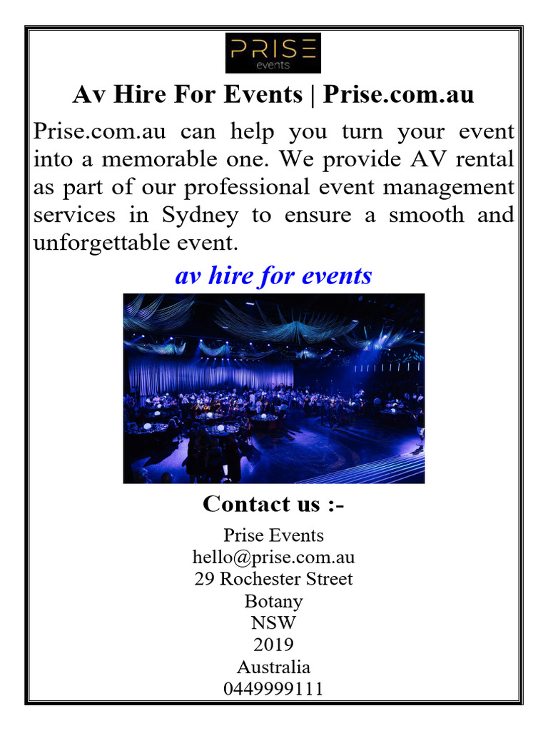 Av Hire For Events - Prise - Com.au | PDF
