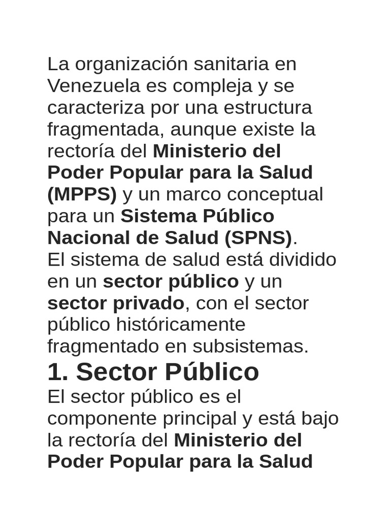 Estructura del Sistema de Salud en Venezuela | PDF | Hospital | Cuidado ...