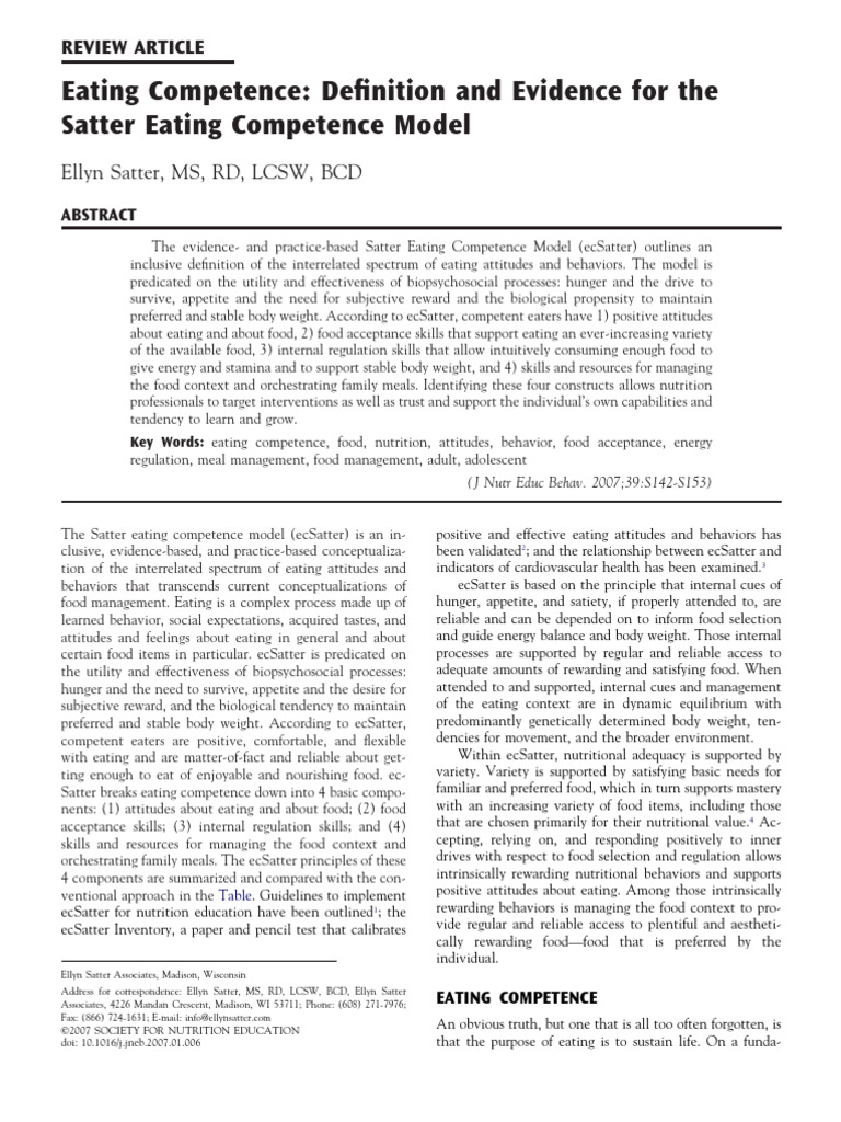 Comedor Competente Ellen Satter 2007 9a3t | PDF | Energy Homeostasis ...