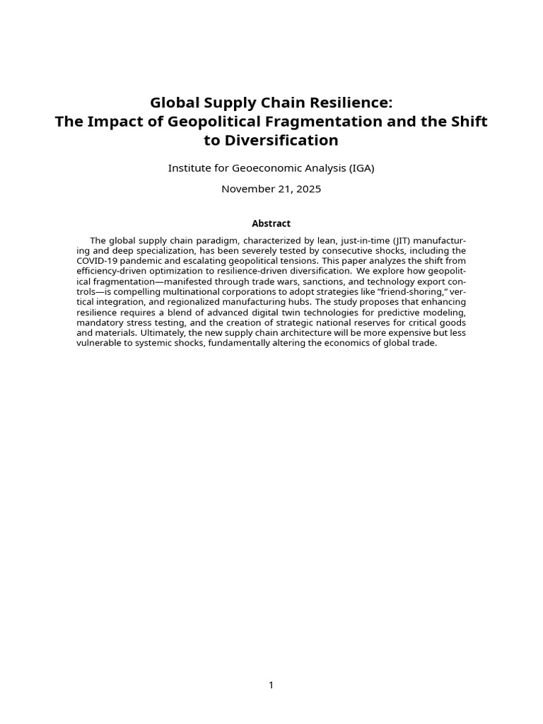 Supply Chain Resilience Amid Geopolitical Shifts | PDF | Supply Chain ...