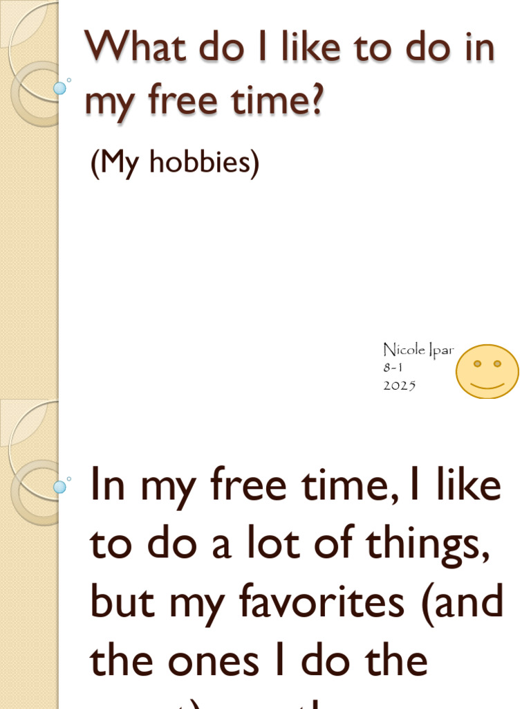 What Do I Like To Do in My Free Time | PDF
