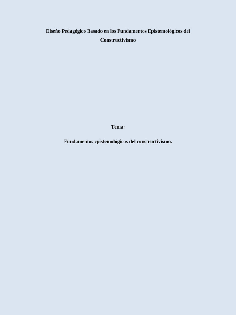 Diseño Pedagógico Constructivista | PDF | Constructivismo (filosofía de ...