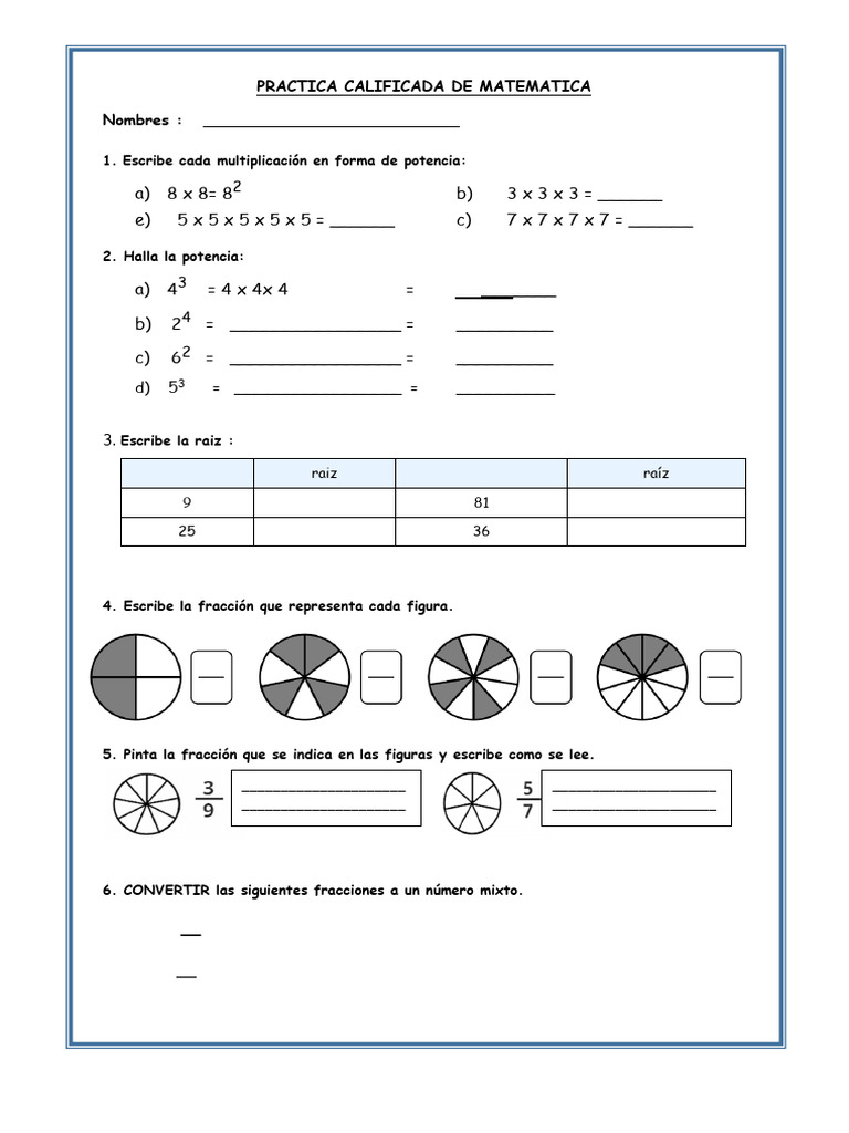 Practica Calificada de Matematica - 09-10-25 | PDF
