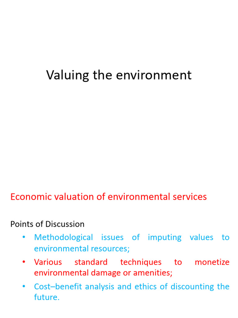 Economic Valuation of Environmental Services | PDF | Valuation (Finance ...