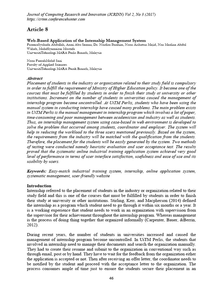 Web-Based Internship Management System | PDF | Usability | Computing