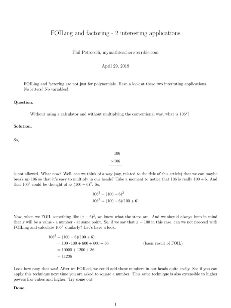 Foil and Factor | PDF | Factorization | Applied Mathematics