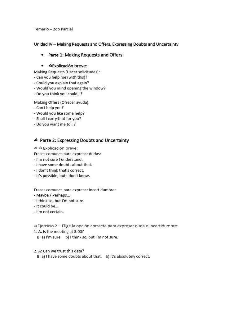 Making Requests and Future Plans Guide | PDF | Linguistics
