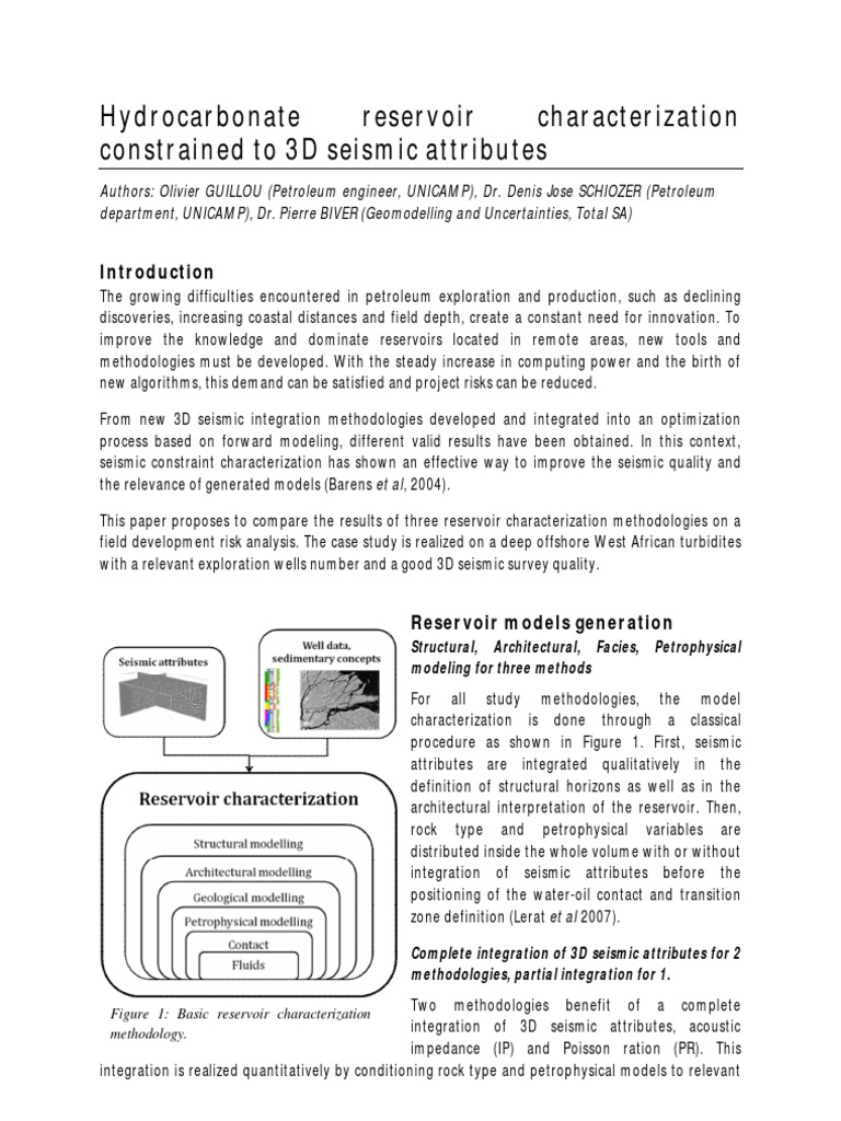 3D Seismic Attributes for Hydrocarbon Reservoirs | PDF | Teaching ...
