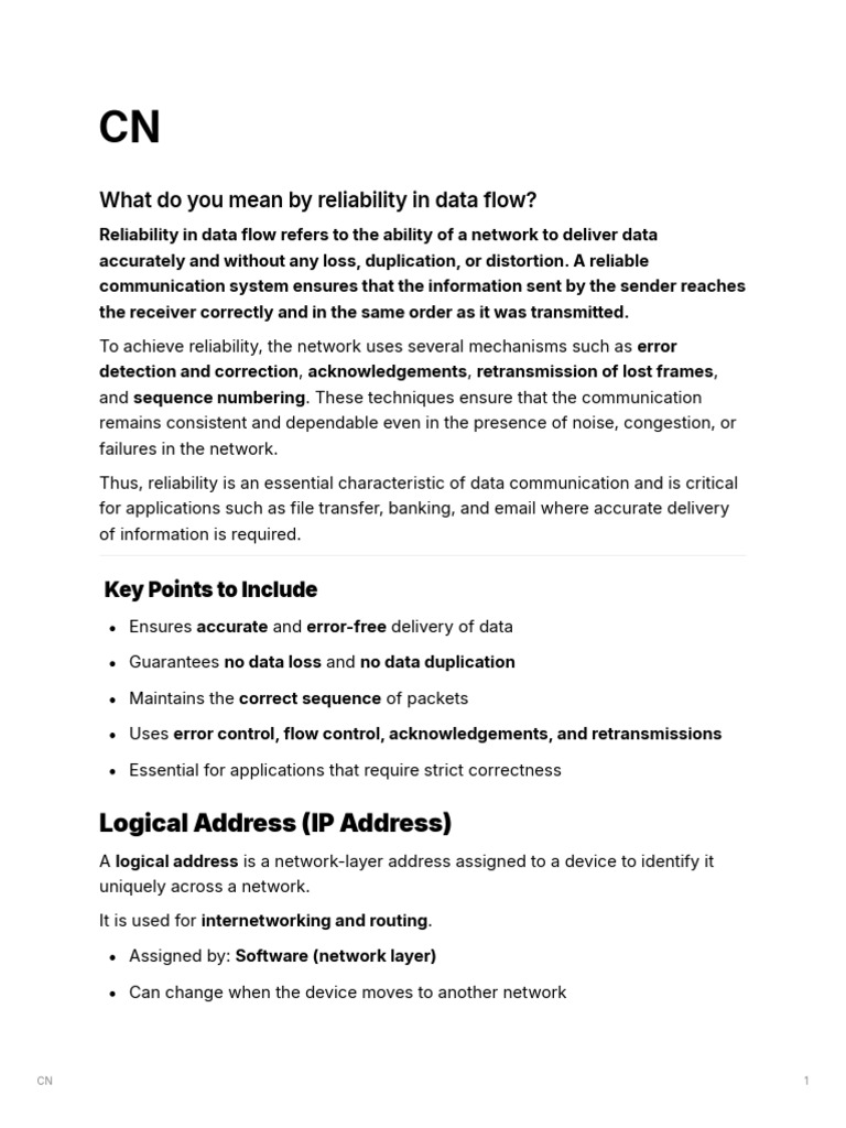 Understanding Data Flow Reliability and Addressing | PDF | I Pv6 ...