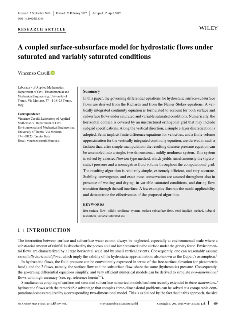 Hydrostatic Surface-Subsurface Flow Model | PDF | Fluid Dynamics ...