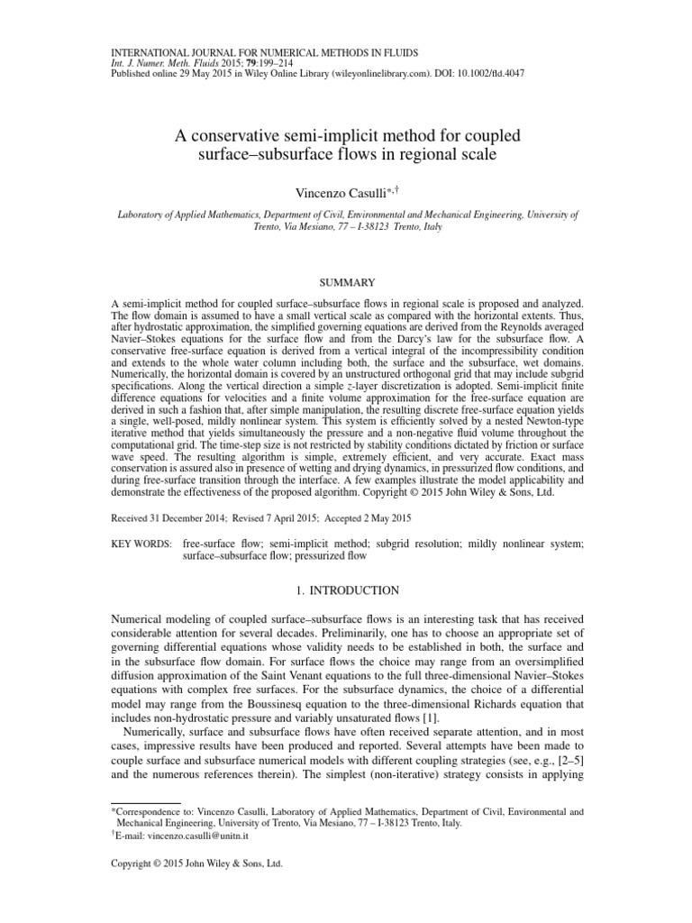 Numerical Methods in Fluids - 2015 - Casulli - A Conservative Semi ...