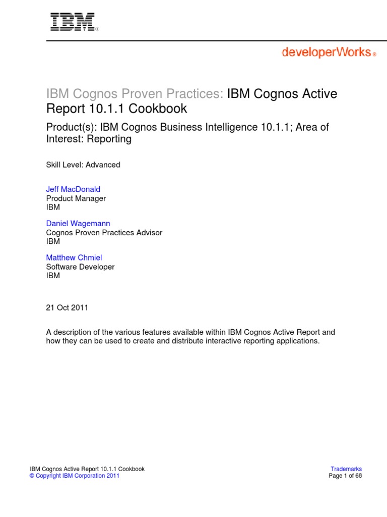 IBM Cognos 10 Active Report Cookbook | PDF