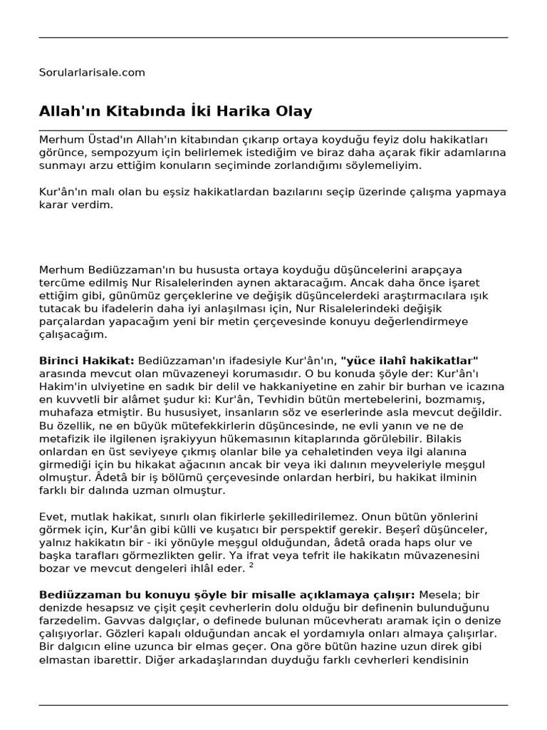 Allahin Kitabinda Ki Harika Olay | PDF
