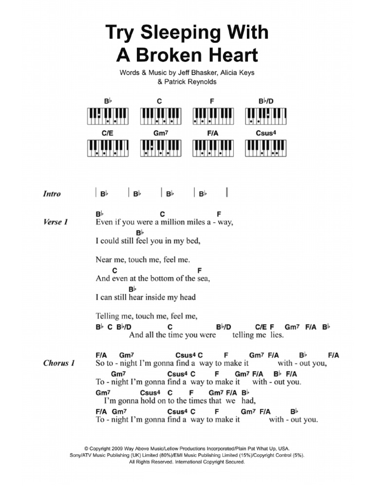 Alicia Keys - Try Sleeping With A Broken Heart (Piano Chords & Lyrics ...