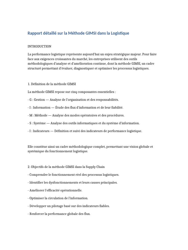Méthode GIMSI : Optimisation Logistique | PDF | Logistique | Progiciel ...