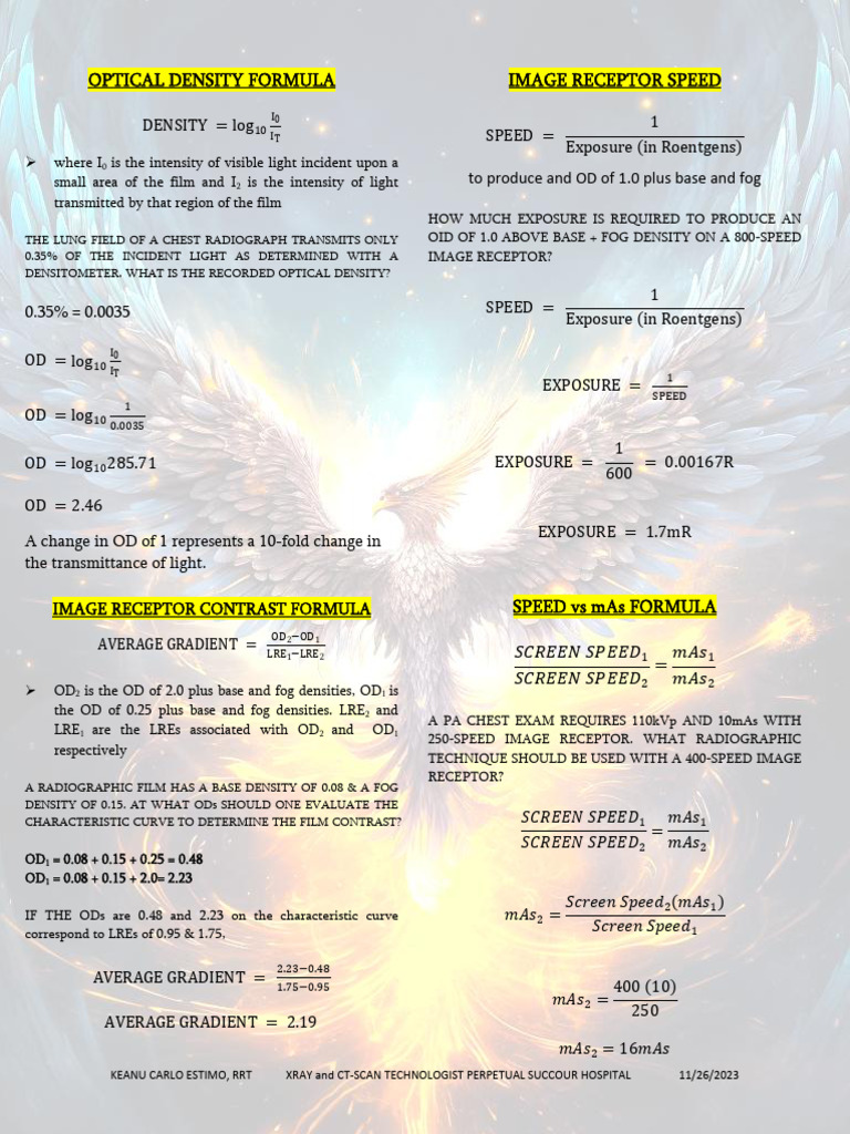 X-Ray and CT Scan Technologist Formulas | PDF | Resistor | Radiography