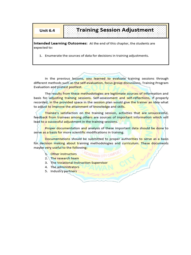 Sources for Training Session Adjustments | PDF | Methodology ...