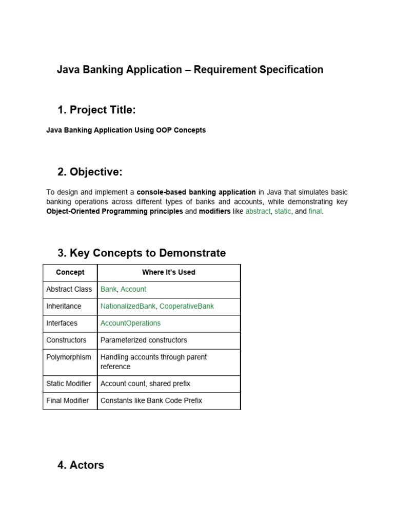 Java Banking App Requirement Specs | PDF | Class (Computer Programming ...