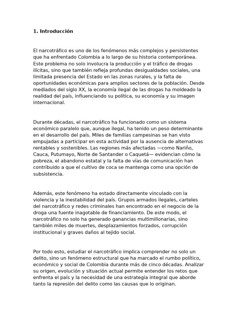 Impacto del narcotráfico en Colombia | PDF | Comercio ilegal de drogas ...