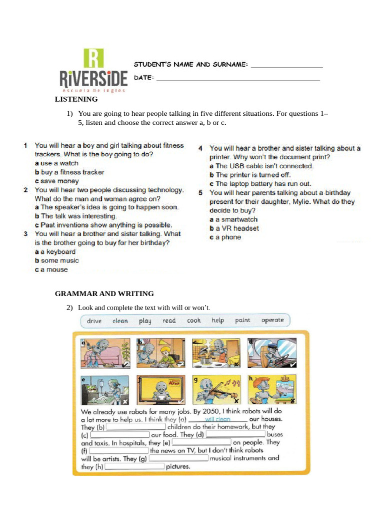Listening and Grammar Practice Activities | PDF