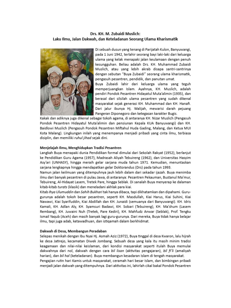 BIOGRAFI K.H. M. ZUBAIDI MUSLICH - Rev | PDF