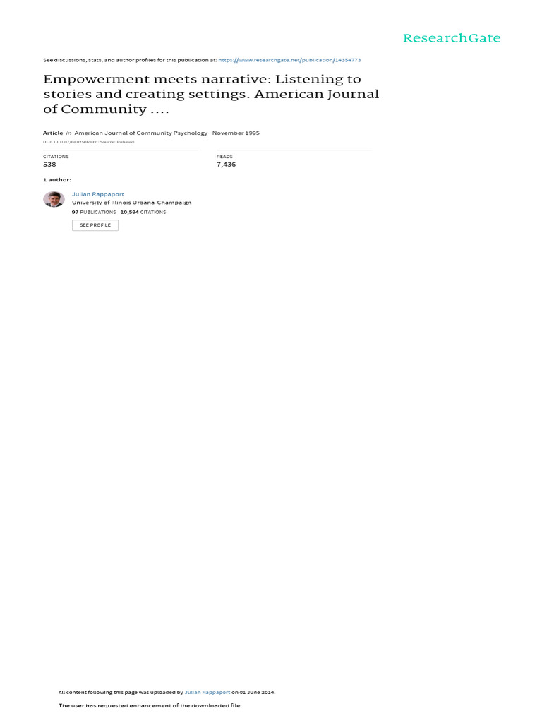 3 Rapport.1995.Empowerment - Meets.narrative - Ajcp1 | PDF