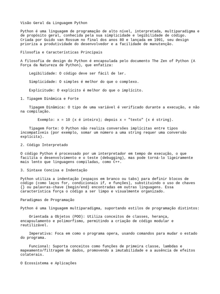 Introdução à Linguagem Python: Características e Usos | PDF | Python ...