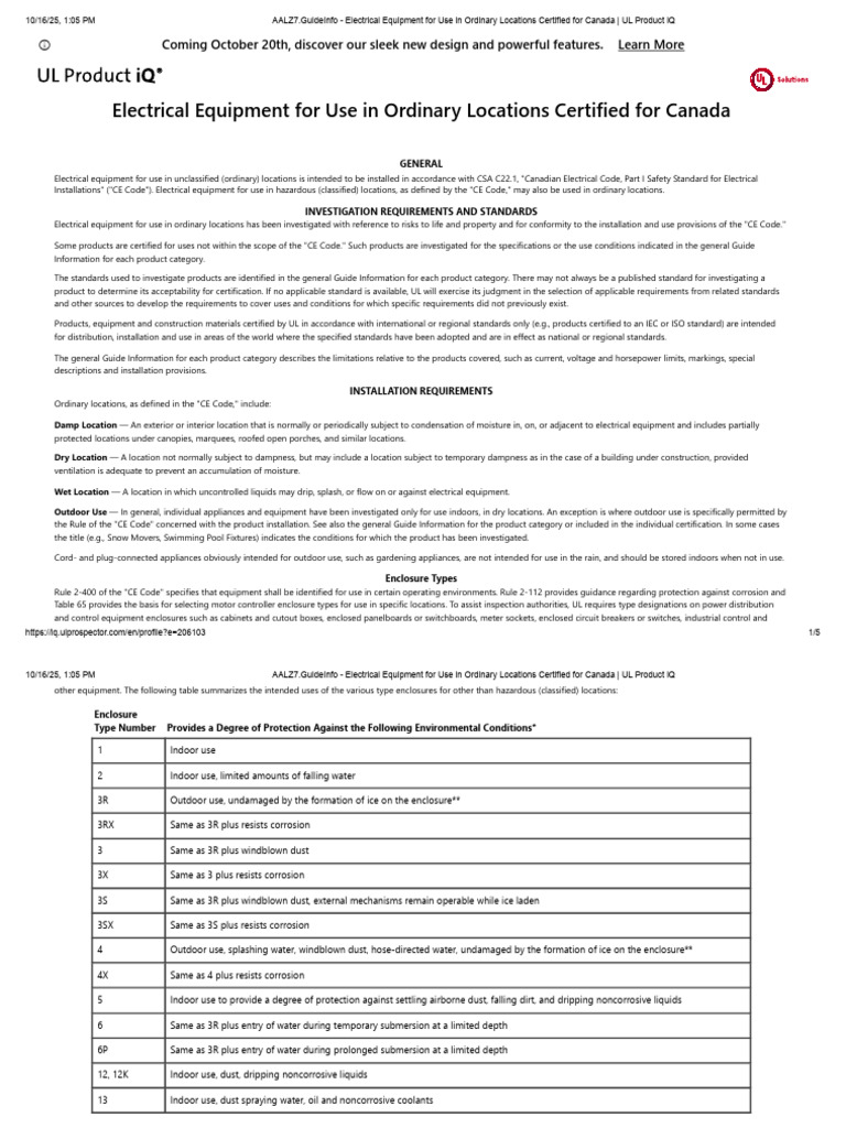 Electrical Equipment Standards in Canada | PDF