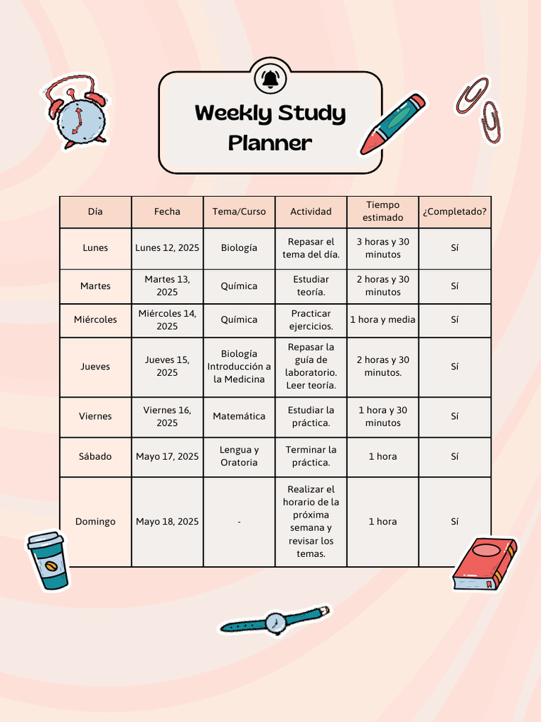Weekly Study Planner | PDF