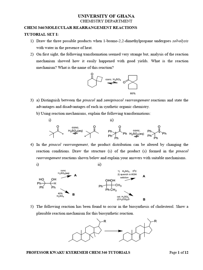 Molecular Rearrangement Reactions Guide | PDF | Chemical Reactions ...