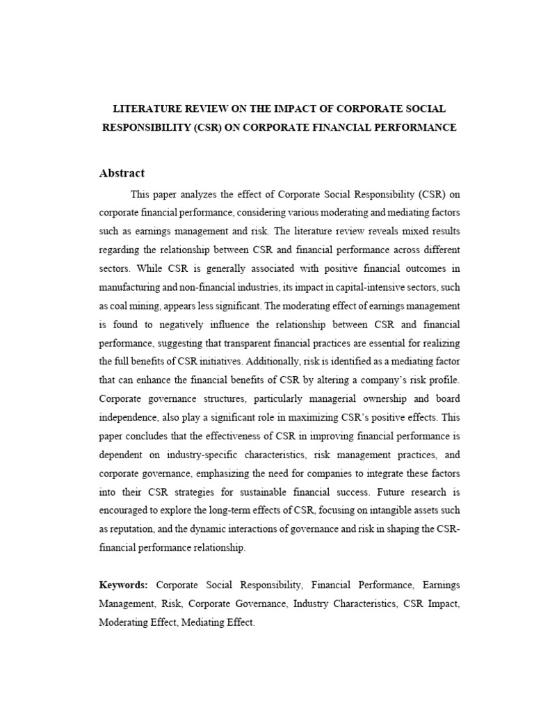 CSR's Impact on Financial Performance | PDF | Corporate Social ...