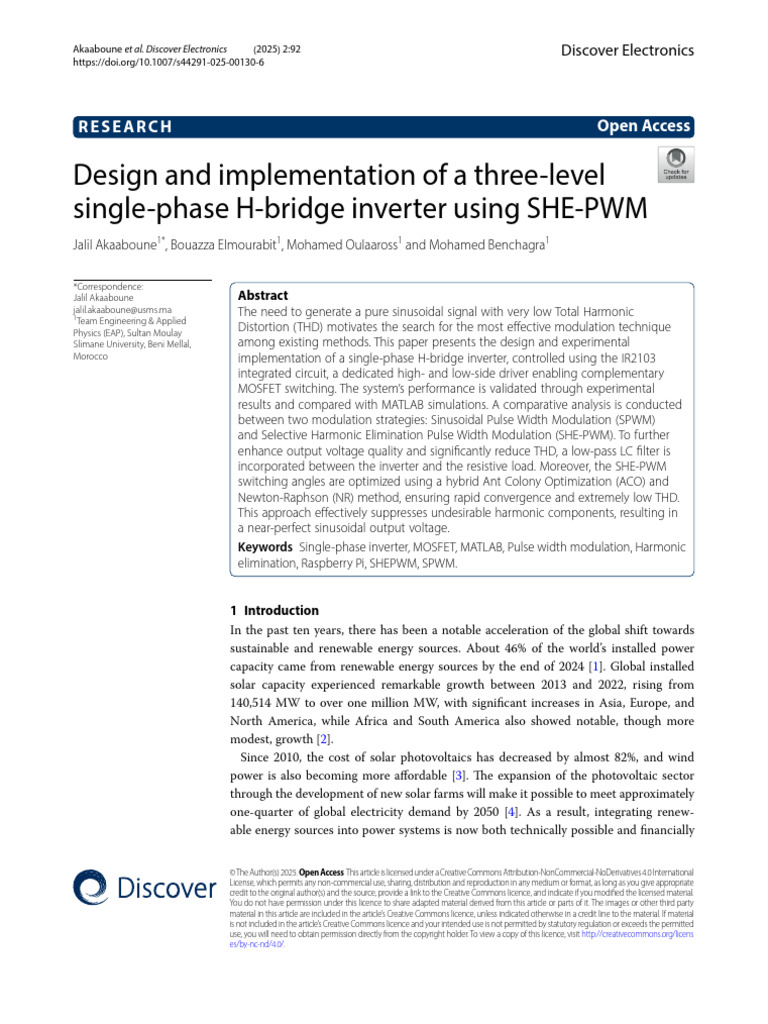 Three-Level H-Bridge Inverter Design | PDF | Power Inverter | Computer ...