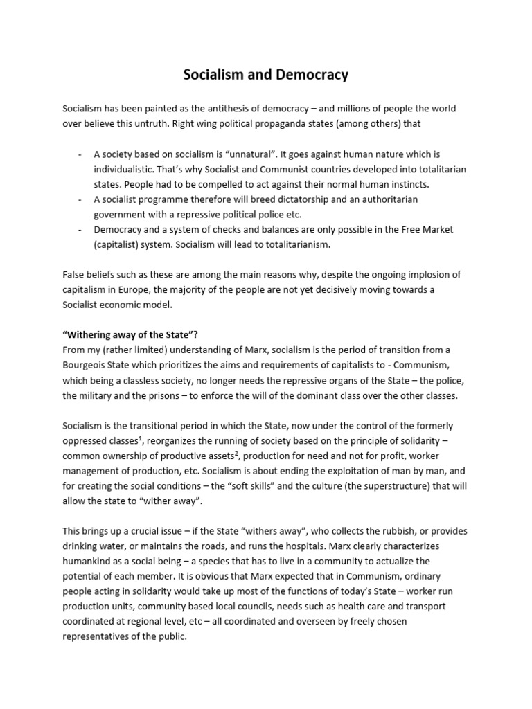 Socialism's Democratic Potential Explained | PDF | Socialism | Democracy
