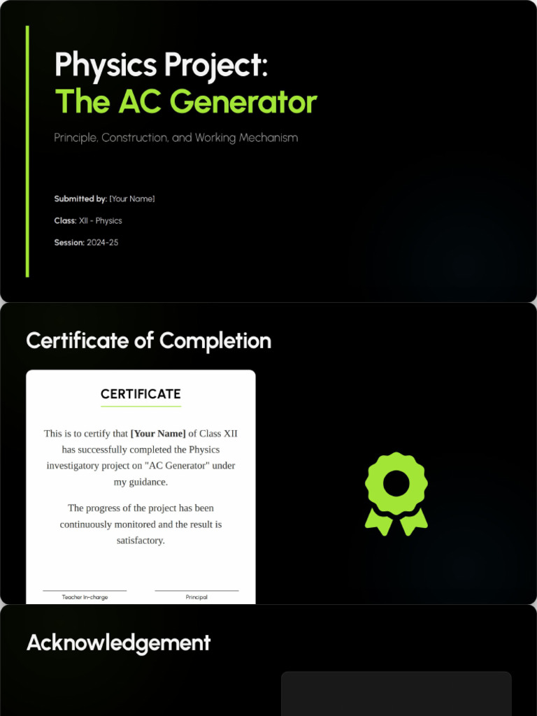 Physics Project - AC Generator | PDF