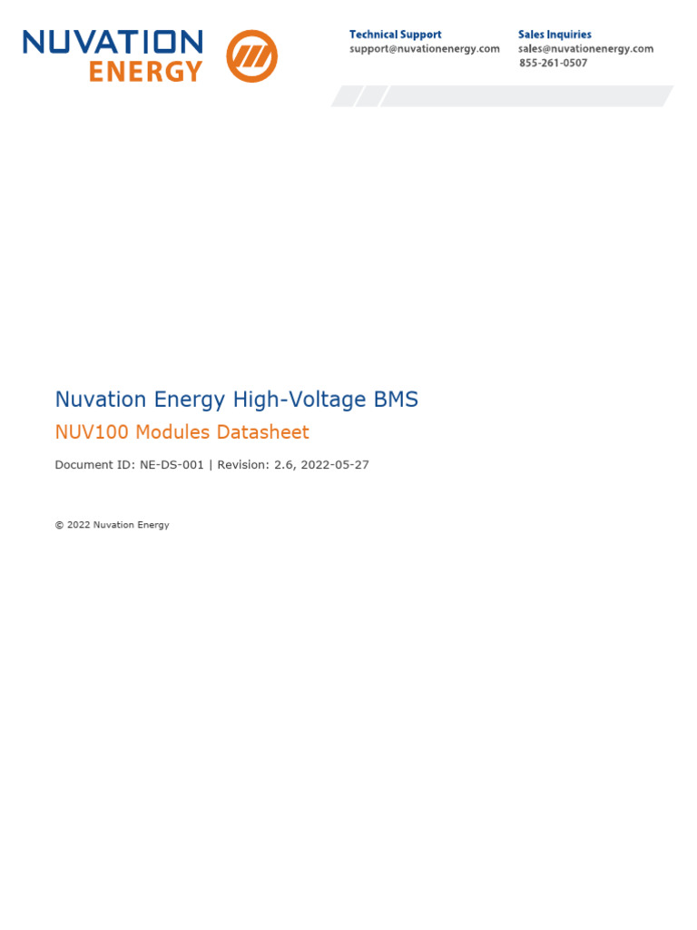 Nuvation Energy BMS NUV100 Modules Guide | PDF | Power Supply | Direct ...