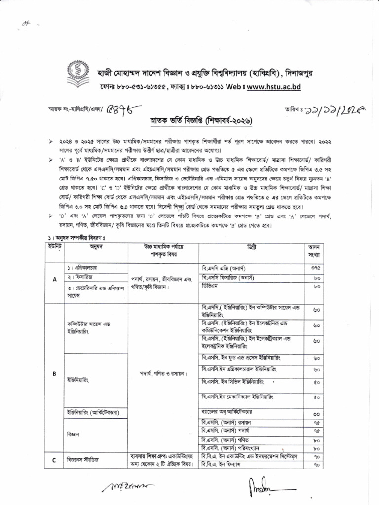 Admission Circular 2026 | PDF