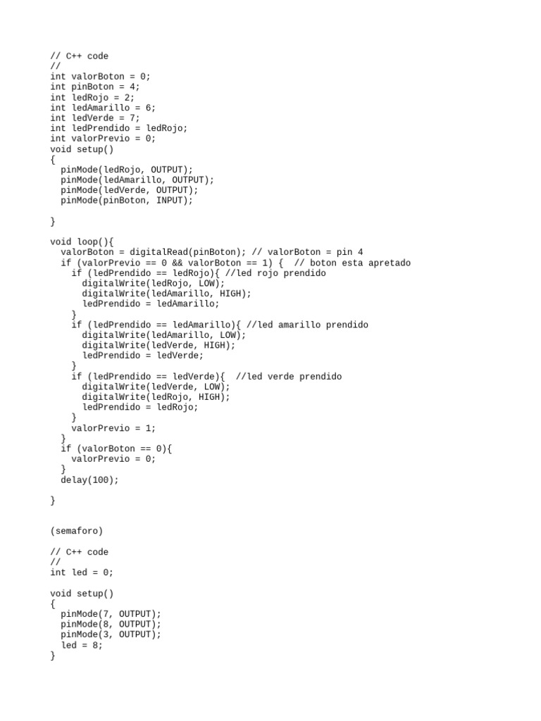 C++ LED Control with Buttons Code | PDF