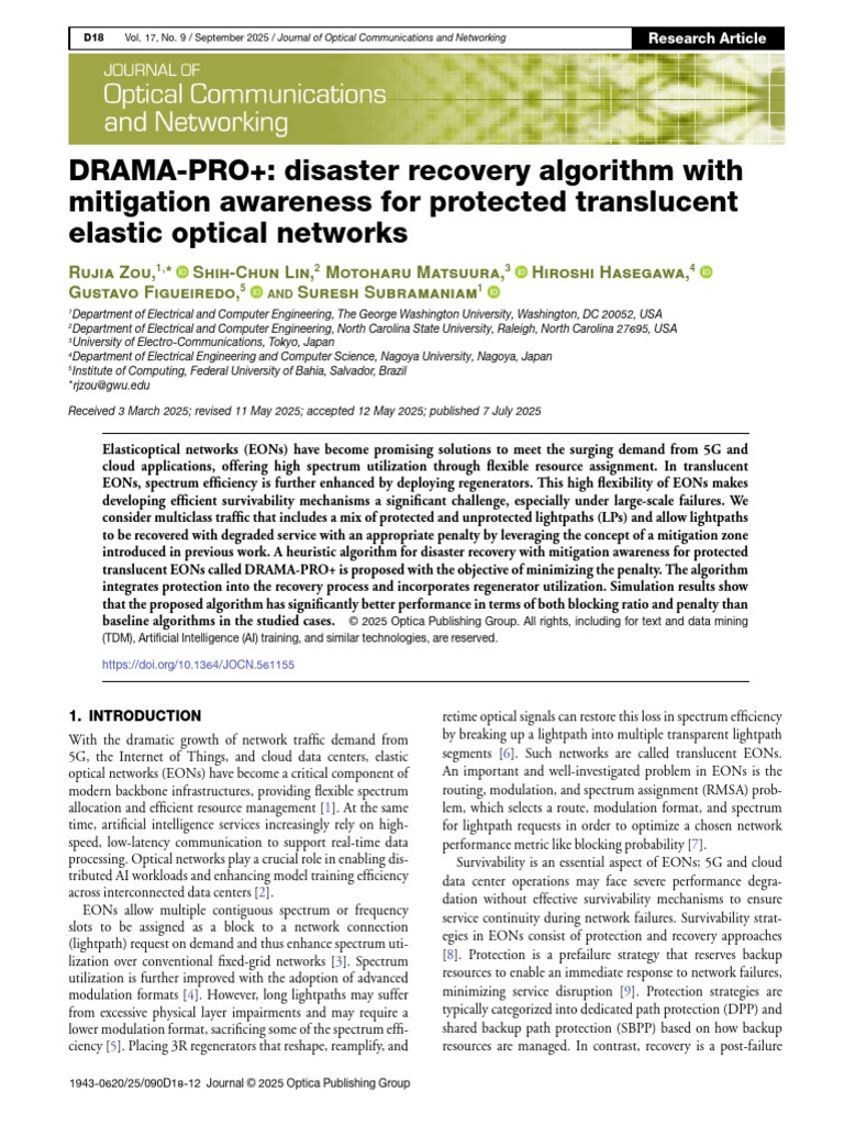 DRAMA-PRO+: Disaster Recovery Algorithm With Mitigation Awareness For ...