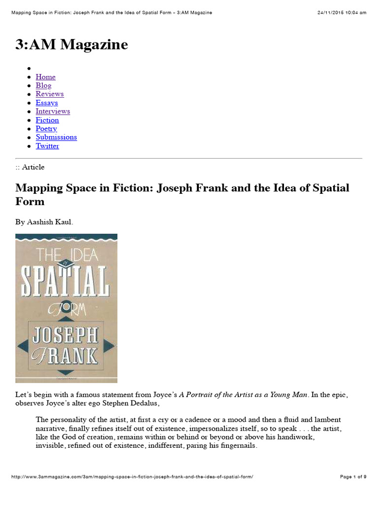 Joseph Frank's Spatial Form in Fiction | PDF | Plot (Narrative)