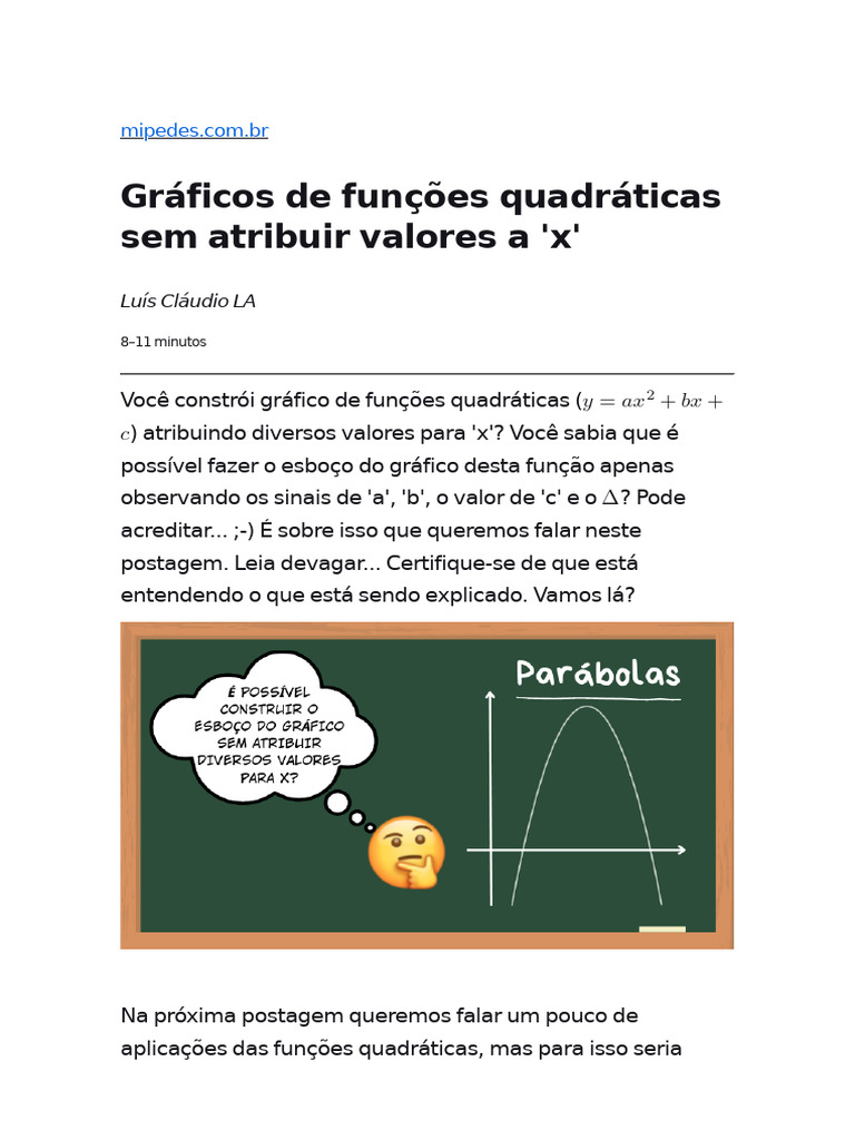 Esboço de Gráficos de Funções Quadráticas | PDF | Função (Matemática)