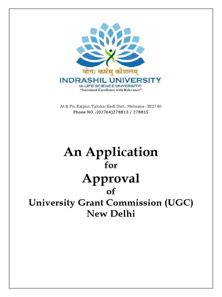 Indrashil University UGC Approval Application | PDF | University And ...