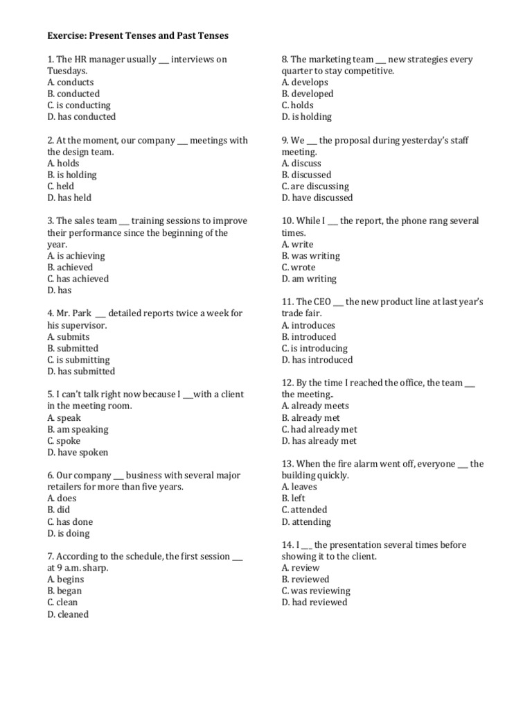 Present and Past Tense Exercises | PDF | Chess Openings | Chess Theory