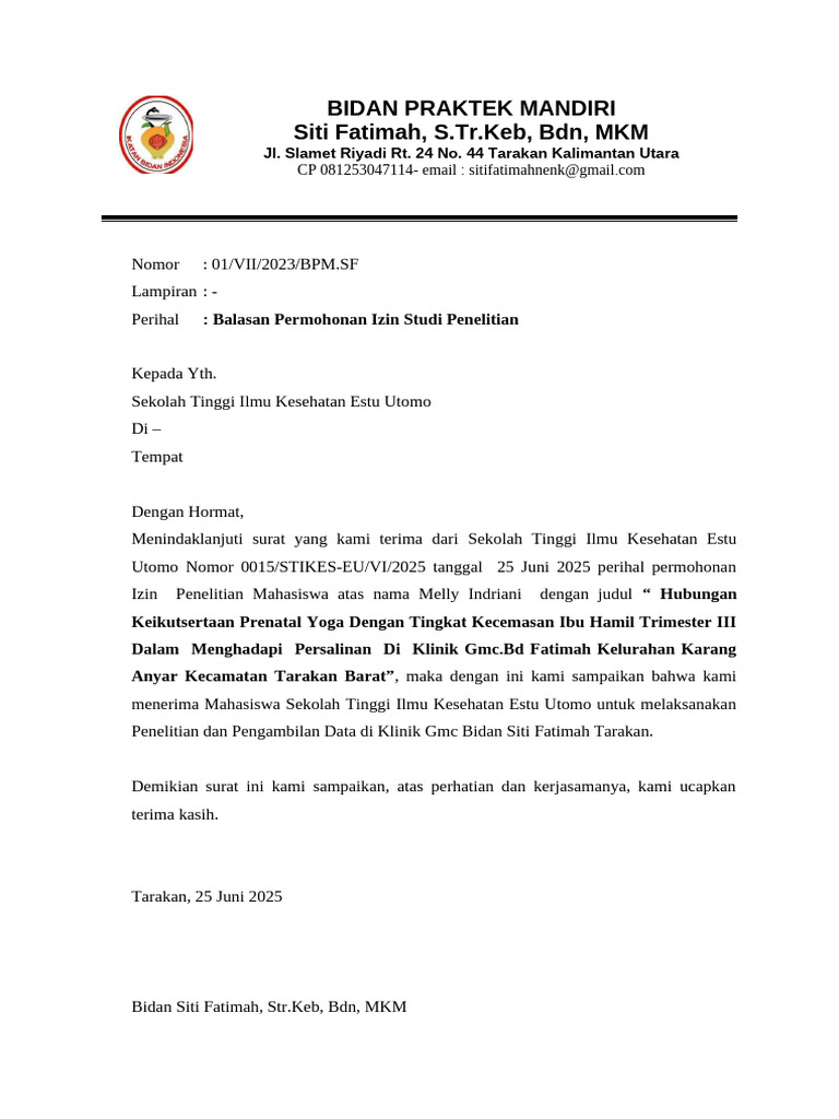 Surat Balasan Penelitian | PDF